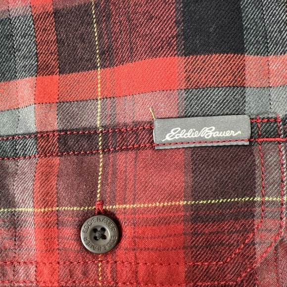 Eddie Bauer Men's Red & Gray Plaid Long Sleeve Shirt Size Large - Picture 5 of 12